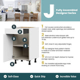 J COLLECTION Fairhope Bright White Slab Assembled ADA Vanity Sink Base Cabinet With Removable Front (36 in. W x 30 in. H x 21 in. D)