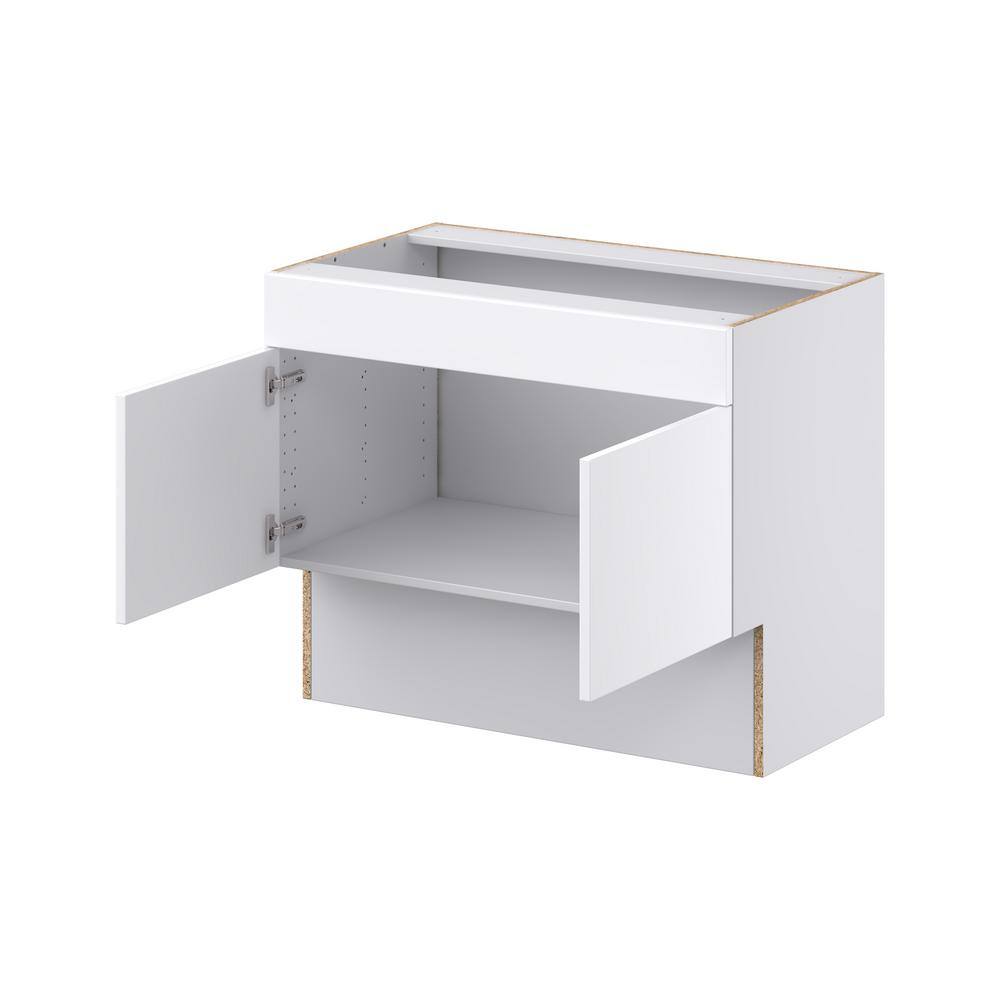 J COLLECTION Fairhope Bright White Slab Assembled ADA Vanity Sink Base Cabinet With Removable Front (36 in. W x 30 in. H x 21 in. D)