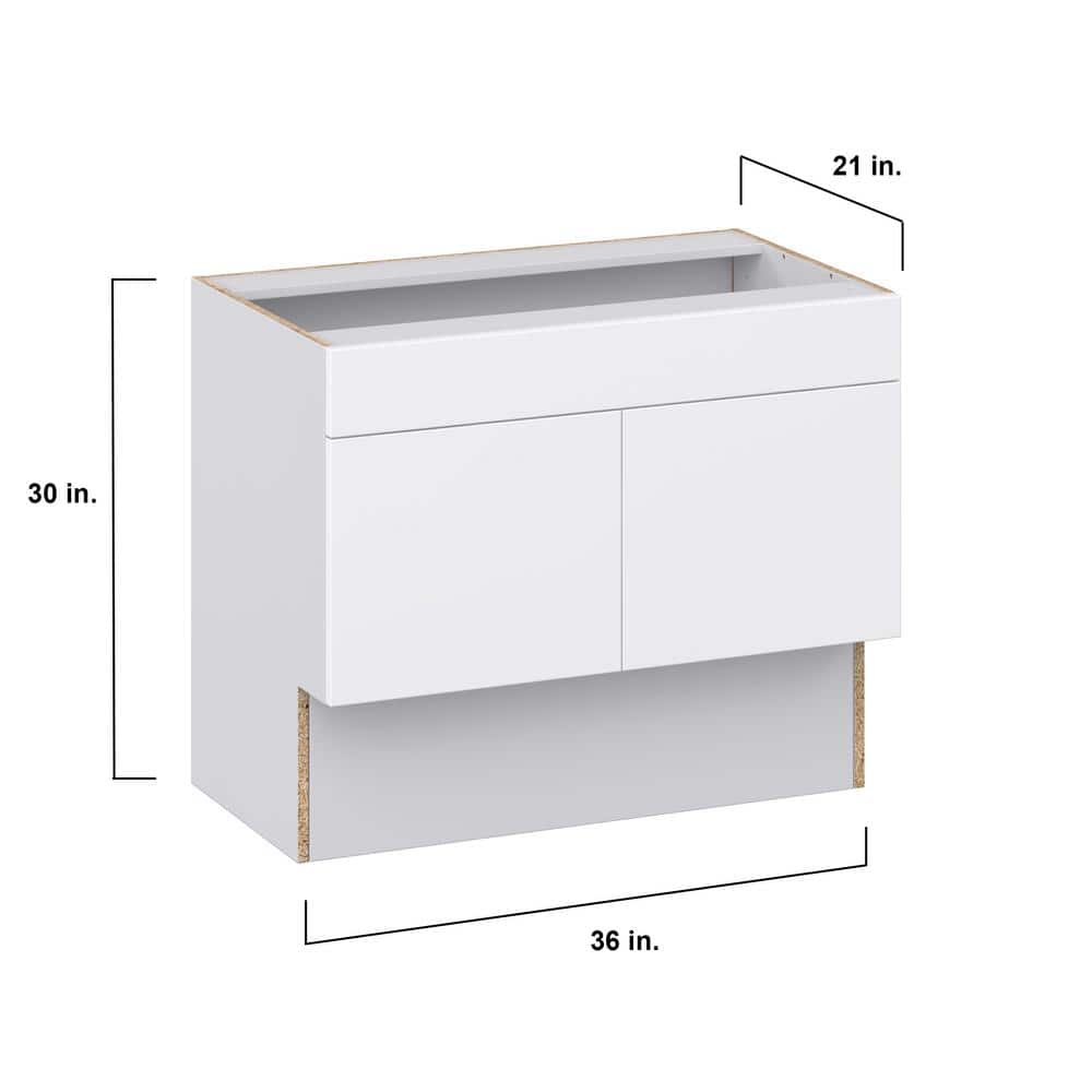 J COLLECTION Fairhope Bright White Slab Assembled ADA Vanity Sink Base Cabinet With Removable Front (36 in. W x 30 in. H x 21 in. D)