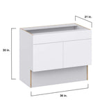J COLLECTION Fairhope Bright White Slab Assembled ADA Vanity Sink Base Cabinet With Removable Front (36 in. W x 30 in. H x 21 in. D)