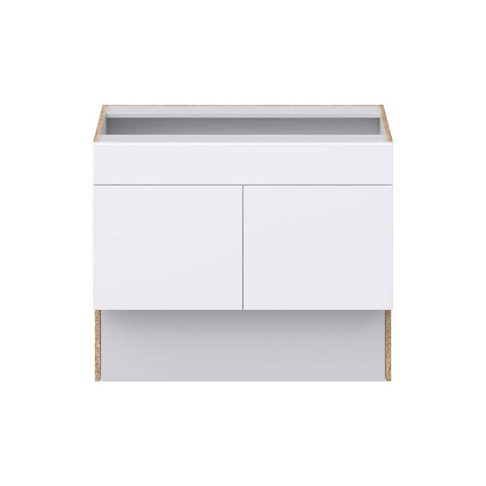 J COLLECTION Fairhope Bright White Slab Assembled ADA Vanity Sink Base Cabinet With Removable Front (36 in. W x 30 in. H x 21 in. D)