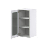J COLLECTION Bright White Shaker Assembled Wall Kitchen Cabinet with Glass Door (15 in. W x 30 in. H x 14 in. D)