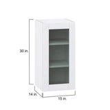 J COLLECTION Bright White Shaker Assembled Wall Kitchen Cabinet with Glass Door (15 in. W x 30 in. H x 14 in. D)