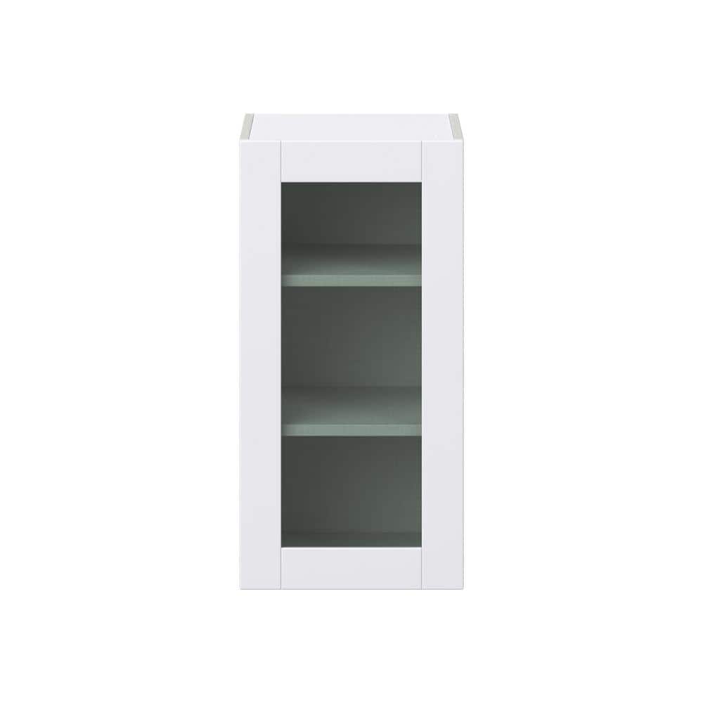 J COLLECTION Bright White Shaker Assembled Wall Kitchen Cabinet with Glass Door (15 in. W x 30 in. H x 14 in. D)