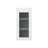 J COLLECTION Bright White Shaker Assembled Wall Kitchen Cabinet with Glass Door (15 in. W x 30 in. H x 14 in. D)