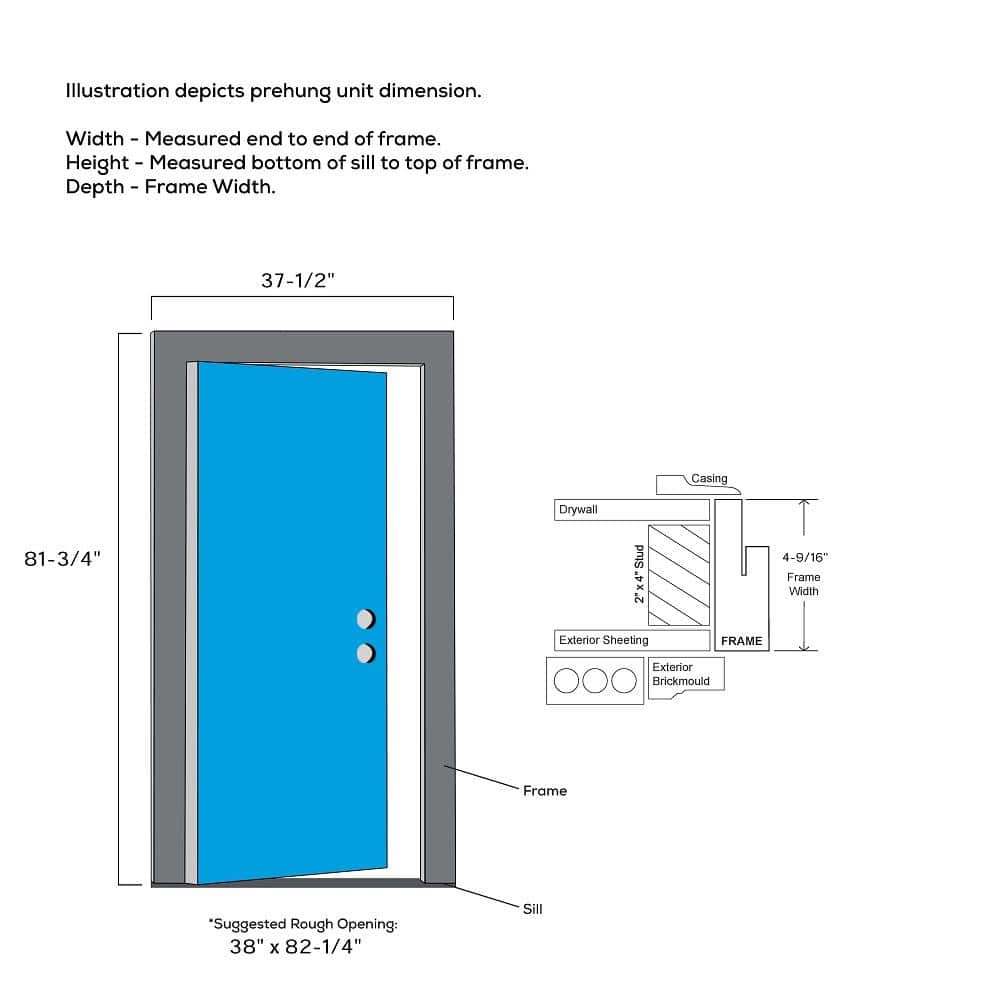 36 in. x 80 in. Celeste Left-Hand Inswing 4-Lite Frosted Painted Fiberglass Smooth Prehung Front Door 4-9/16 in. Frame