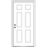 36 in. x 96 in. 6-Panel Painted Majestic Right-Hand Steel Exterior Prehung Front Door