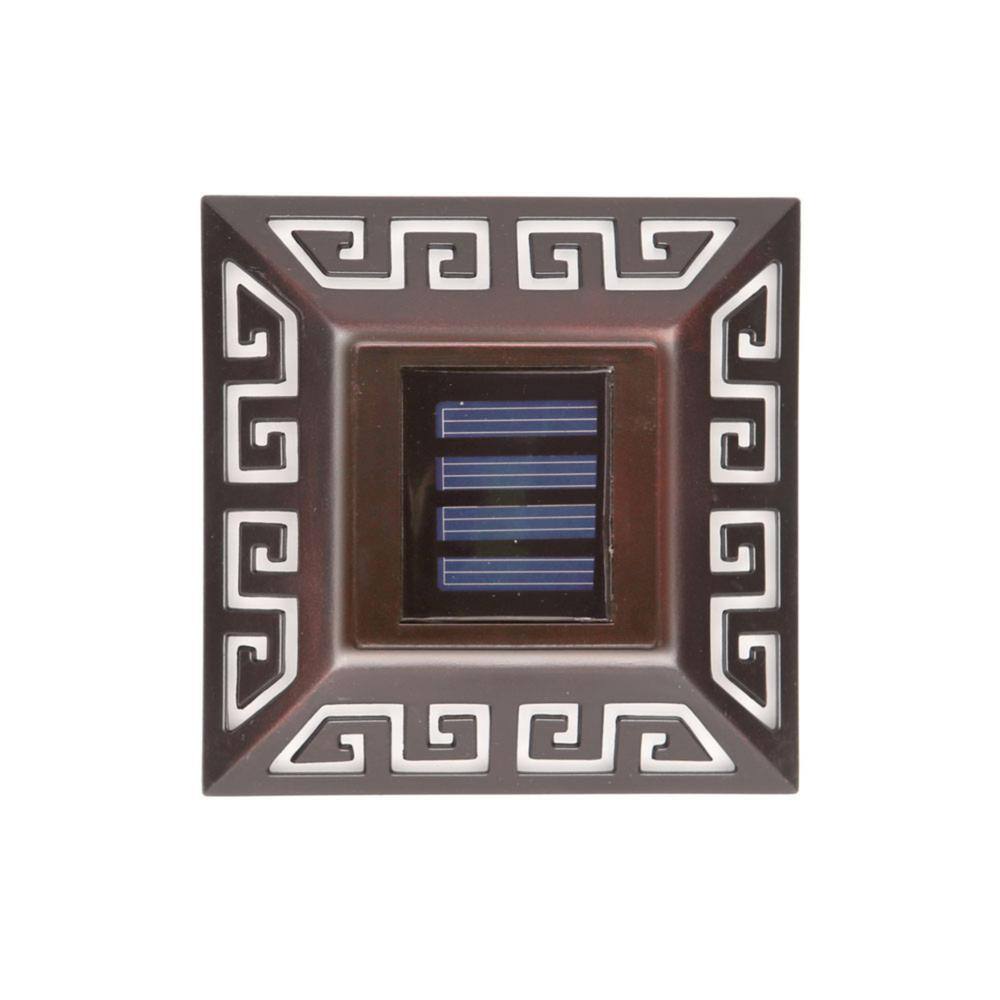 Deckorators 4 in. x 4 in. Bronze Labyrinth Solar LED Post Cap