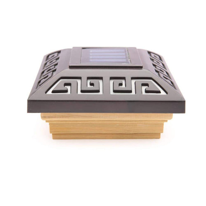 Deckorators 4 in. x 4 in. Bronze Labyrinth Solar LED Post Cap
