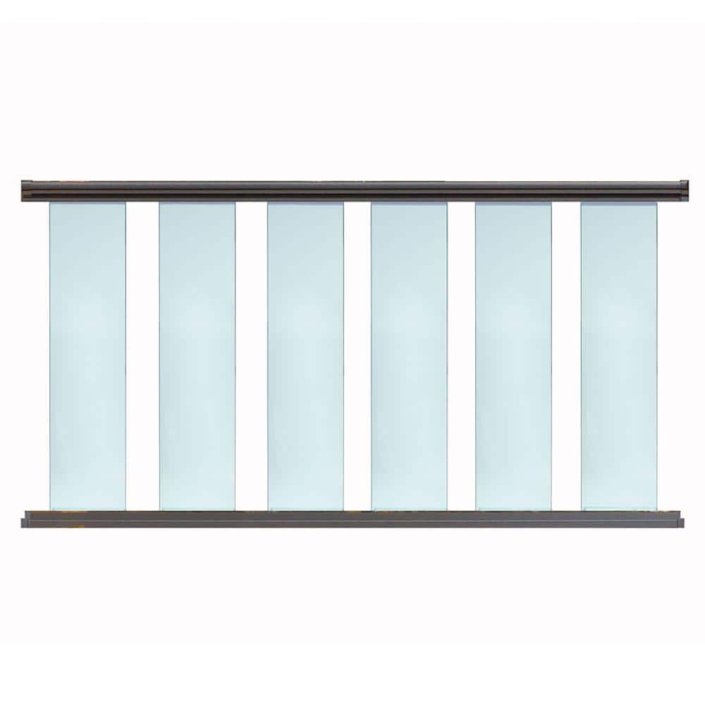 EZ Handrail 6 ft. x 36 in. Bronze Aluminum Frame Glass Baluster Railing Kit