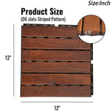 GOGEXX 12 in. x 12 in. Brown Striped Pattern Acacia Wood Interlocking Flooring Deck Tiles Square Outdoor Patio Pack of 30 Tiles