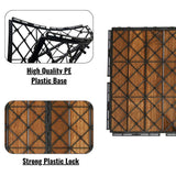 GOGEXX 12 in. x 12 in. Brown Striped Pattern Acacia Wood Interlocking Flooring Deck Tiles Square Outdoor Patio Pack of 30 Tiles