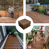 GOGEXX 12 in. x 12 in. Brown Striped Pattern Acacia Wood Interlocking Flooring Deck Tiles Square Outdoor Patio Pack of 30 Tiles