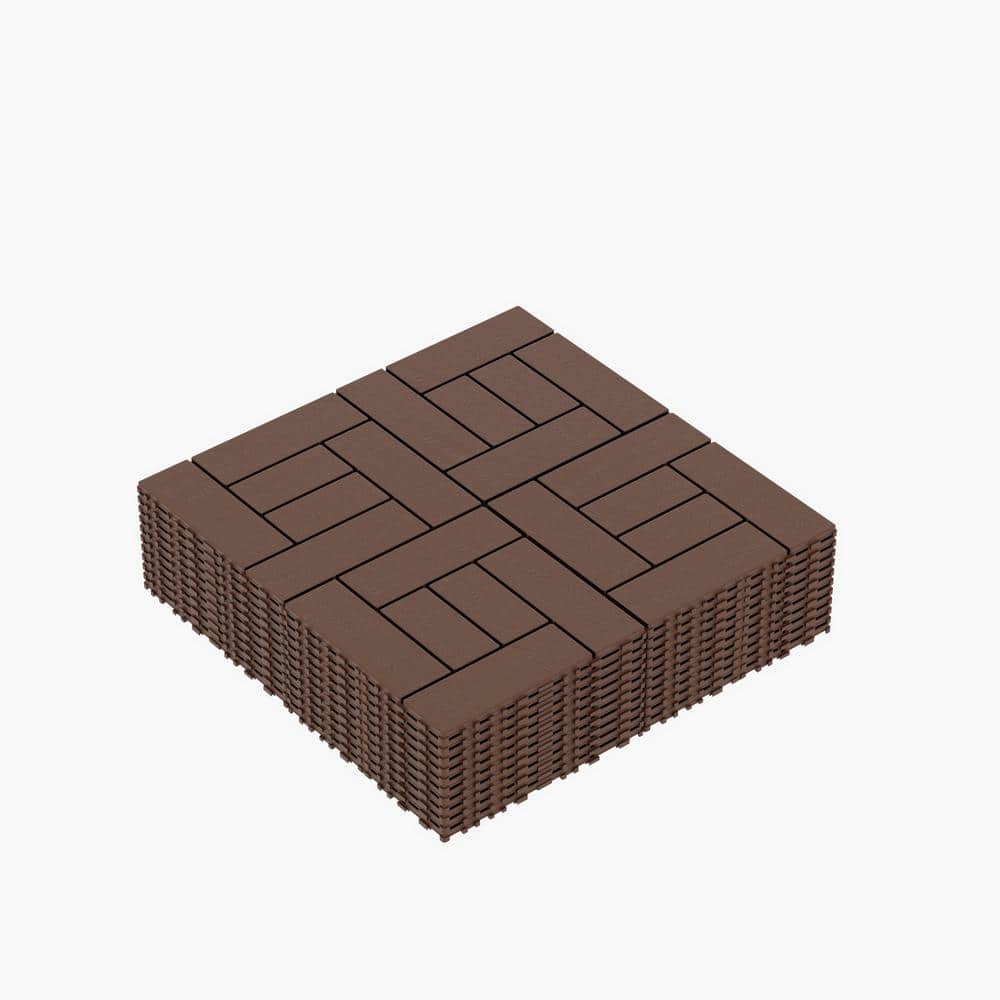 WRIGHTMASTER 1 ft. x 1 ft. Quick Deck Polypropylene Interlocking Deck Tile in Brown-2 (44 sq. ft. Per Box)