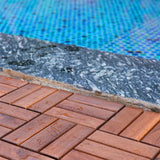 YOFE Brown Acacia Wood 3/4 in. T x 12 in. W Solid Hardwood Flooring Interlocking Deck Tiles - Checker Pattern(20 sqft/case)