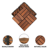 YOFE Brown Acacia Wood 3/4 in. T x 12 in. W Solid Hardwood Flooring Interlocking Deck Tiles - Checker Pattern(20 sqft/case)