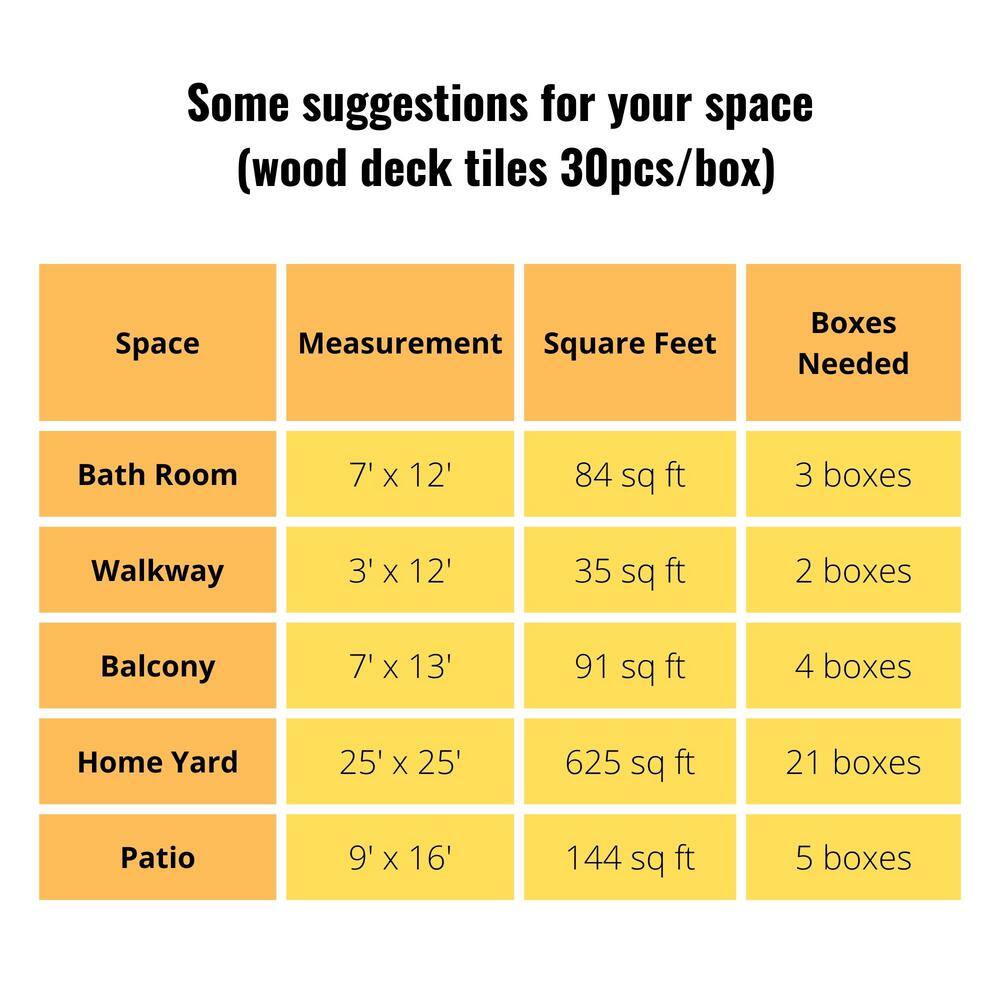 GOGEXX 12 in. x 12 in. Brown Square Acacia Wood Interlocking Flooring Deck Tiles Checker Pattern Outdoor (Pack of 20 Tiles)