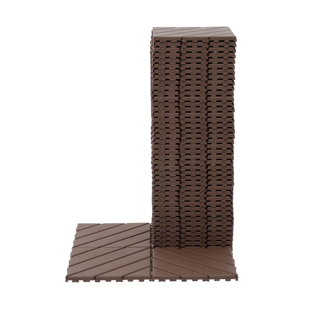 WRIGHTMASTER 1ft. x 1ft. Quick Deck Polypropylene Interlocking Deck Tile in Brown-5 (44 sq. ft. per Box)