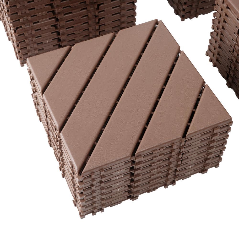WRIGHTMASTER 1ft. x 1ft. Quick Deck Polypropylene Interlocking Deck Tile in Brown-5 (44 sq. ft. per Box)