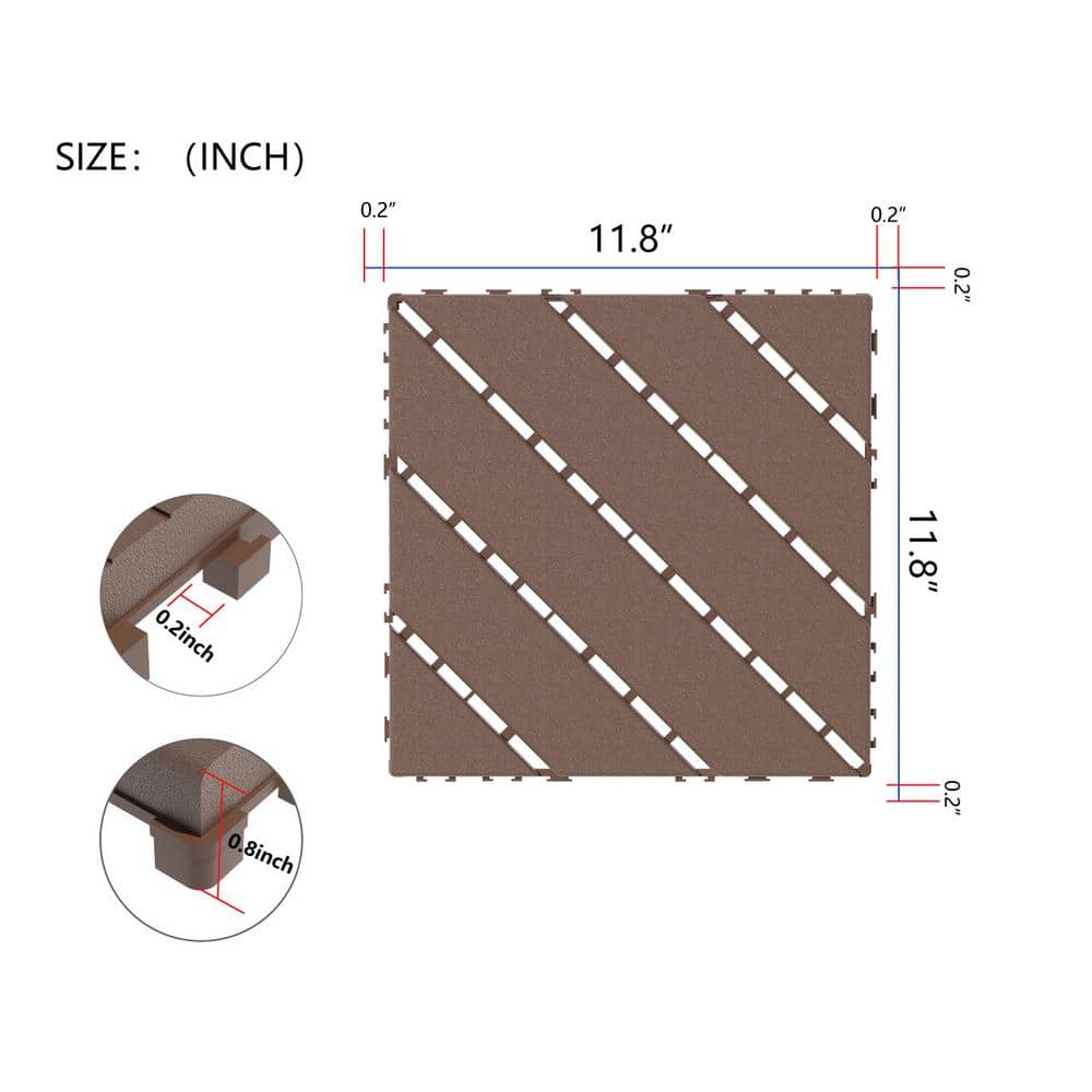 WRIGHTMASTER 1ft. x 1ft. Quick Deck Polypropylene Interlocking Deck Tile in Brown-5 (44 sq. ft. per Box)