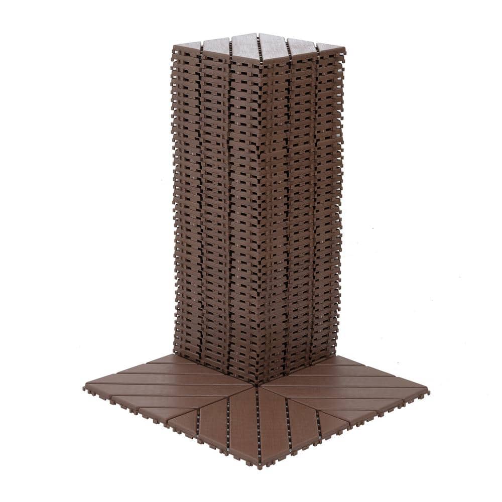 WRIGHTMASTER 1ft. x 1ft. Quick Deck Polypropylene Interlocking Deck Tile in Brown-5 (44 sq. ft. per Box)