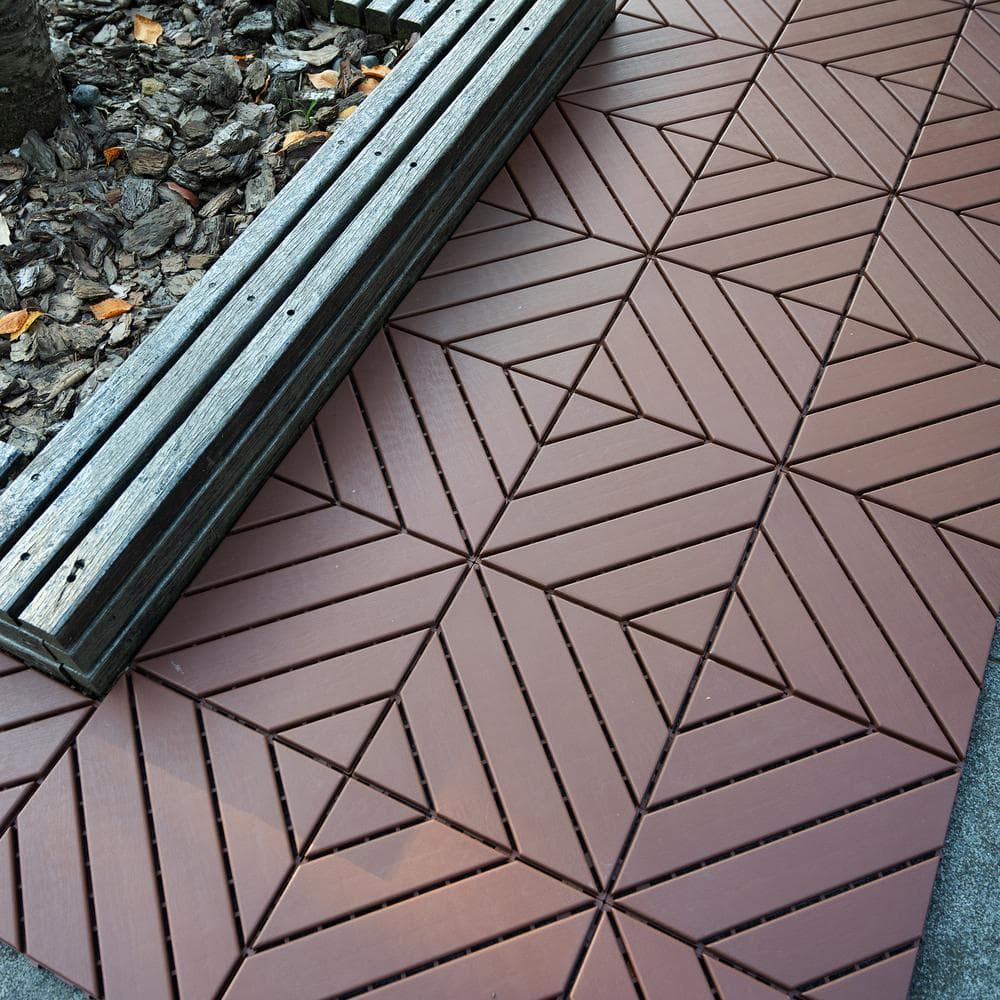 WRIGHTMASTER 1ft. x 1ft. Quick Deck Polypropylene Interlocking Deck Tile in Brown-5 (44 sq. ft. per Box)