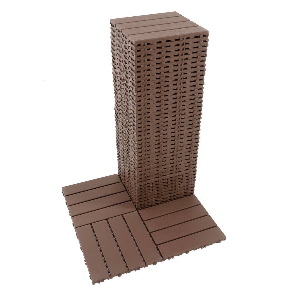 WRIGHTMASTER 1ft. x 1ft. Quick Deck Polypropylene Interlocking Deck Tile in Brown-6 (44 sq. ft. per Box)