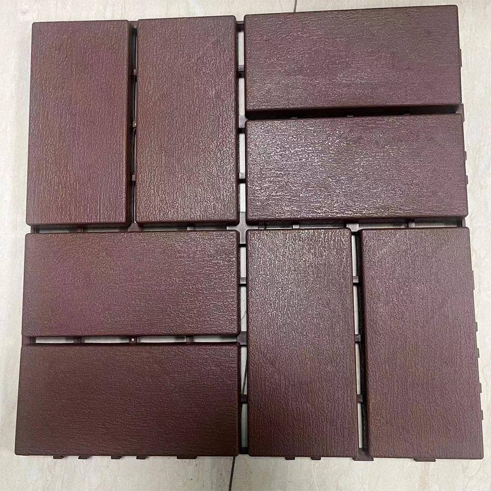 Afoxsos Plastic PVC Interlocking Deck Tiles, Outdoor All Weather Use for Poolside, Balcony, Backyard, Brown 1 ft. x 1 ft.