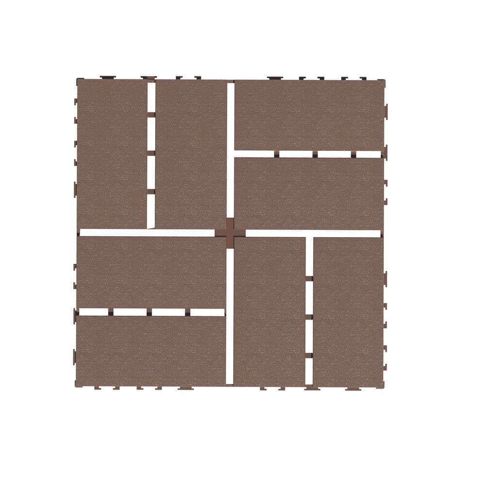 Amucolo 12 in. x 12 in. Waterproof Plastic Interlocking Deck Tiles in Brown for Poolside Balcony Backyard (Set of 44 Tiles)