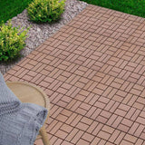 Amucolo 12 in. x 12 in. Waterproof Plastic Interlocking Deck Tiles in Brown for Poolside Balcony Backyard (Set of 44 Tiles)