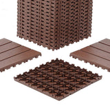 Amucolo 12 in. x 12 in. Waterproof Plastic Interlocking Deck Tiles in Brown for Poolside Balcony Backyard (Set of 44 Tiles)