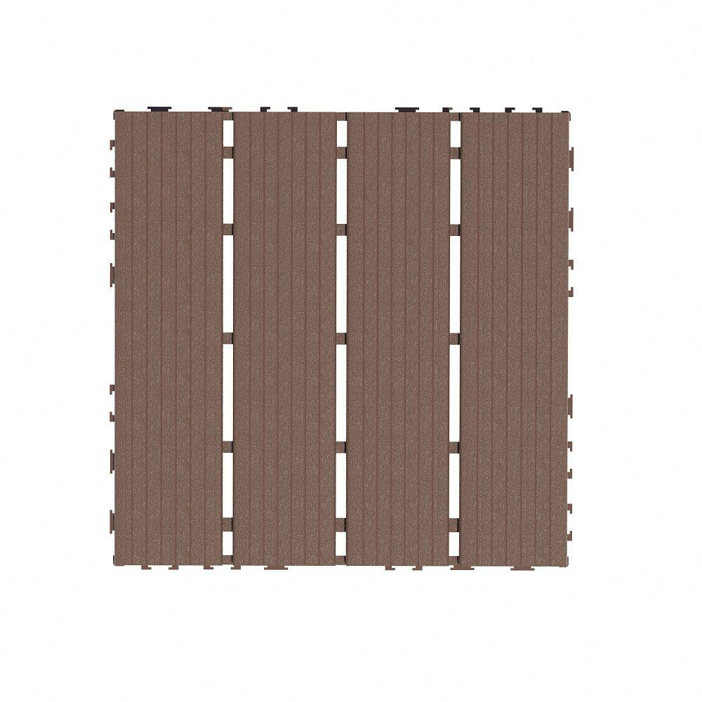 Amucolo 12 in. x 12 in. Waterproof Plastic Interlocking Deck Tiles in Brown for Poolside Balcony Backyard (Set of 44 Tiles)