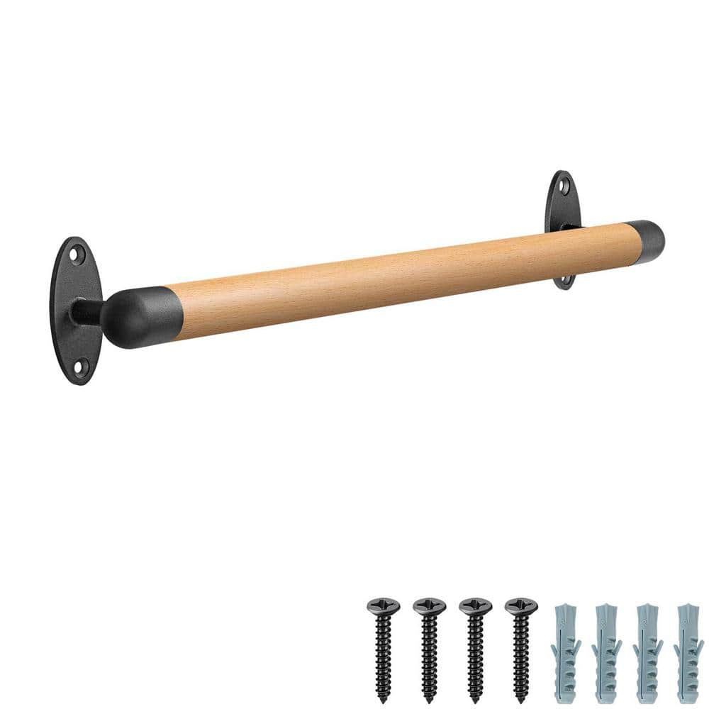 Angel Sar 26 in. Wood Handrail Indoor Stairs Handrail Wall Mount Handrail, Barrier-Free Staircase Grab Bar for Elderly