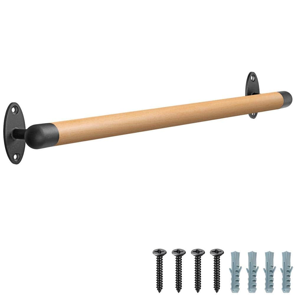 Angel Sar 36 in. Wood Handrail Indoor Stairs Handrail Wall Mount Handrail, Barrier-Free Staircase Grab Bar for Elderly