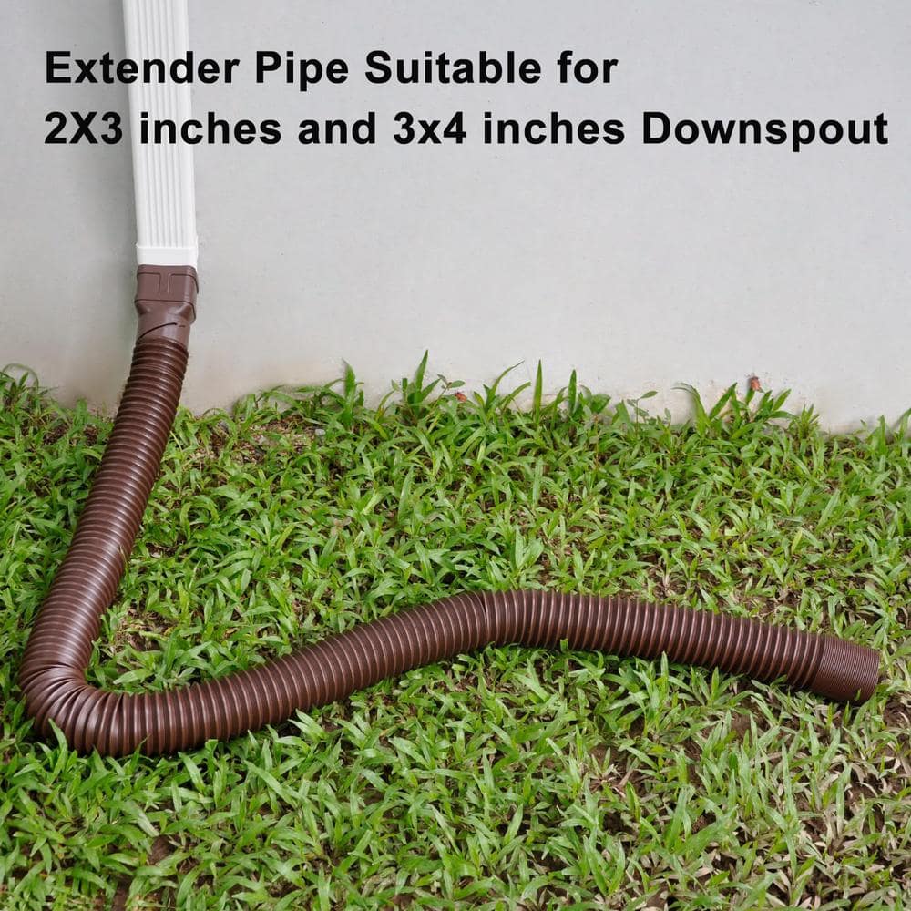 Angel Sar 7 ft. Brown Long Gutter Downspout Extensions, Outer Diameter 3 in. Downspout Extender for Rainwater Drainage Flexible