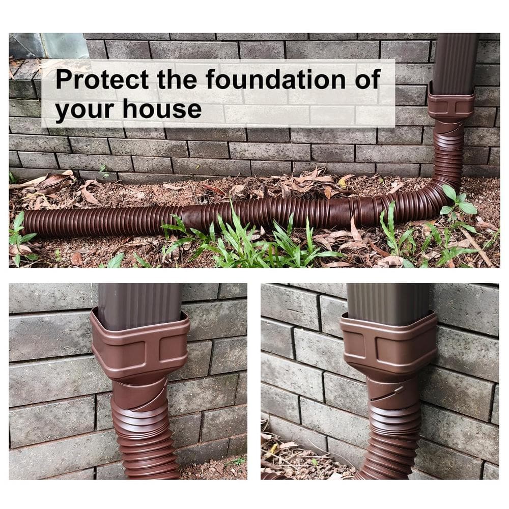 Angel Sar 7 ft. Brown Long Gutter Downspout Extensions, Outer Diameter 3 in. Downspout Extender for Rainwater Drainage Flexible
