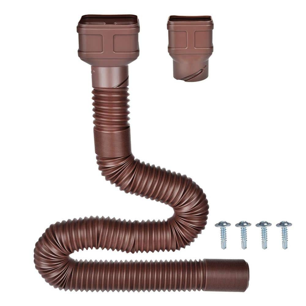 Angel Sar 7 ft. Brown Long Gutter Downspout Extensions, Outer Diameter 3 in. Downspout Extender for Rainwater Drainage Flexible