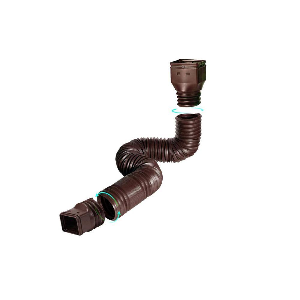 Angel Sar Brown Rain Gutter Downspout Extensions Flexible, Extendable from 21 to 68 in. (4-Pack)