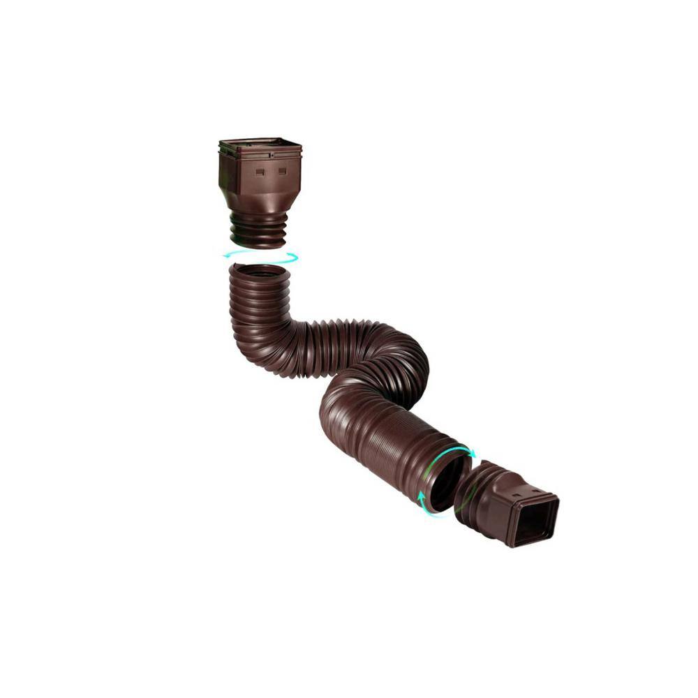 Angel Sar Brown Rain Gutter Downspout Extensions Flexible, Extendable from 21 to 68 in. (4-Pack)