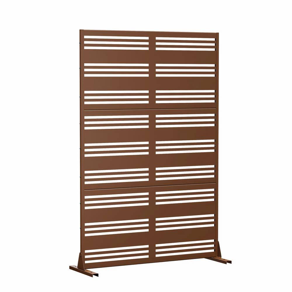 cadeninc 3.92 ft. x 6 ft. Outdoor and Indoor Freestanding Metal Privacy Screen - Brown