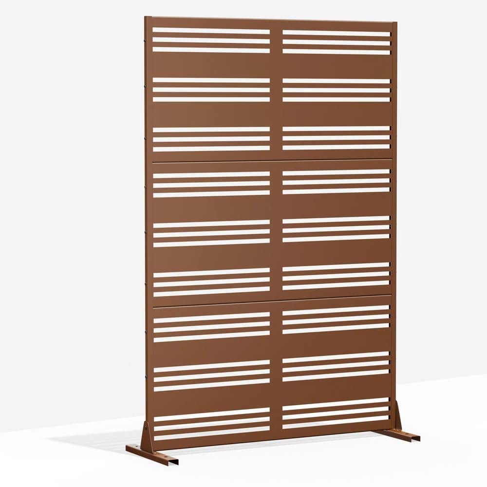cadeninc 3.92 ft. x 6 ft. Outdoor and Indoor Freestanding Metal Privacy Screen - Brown
