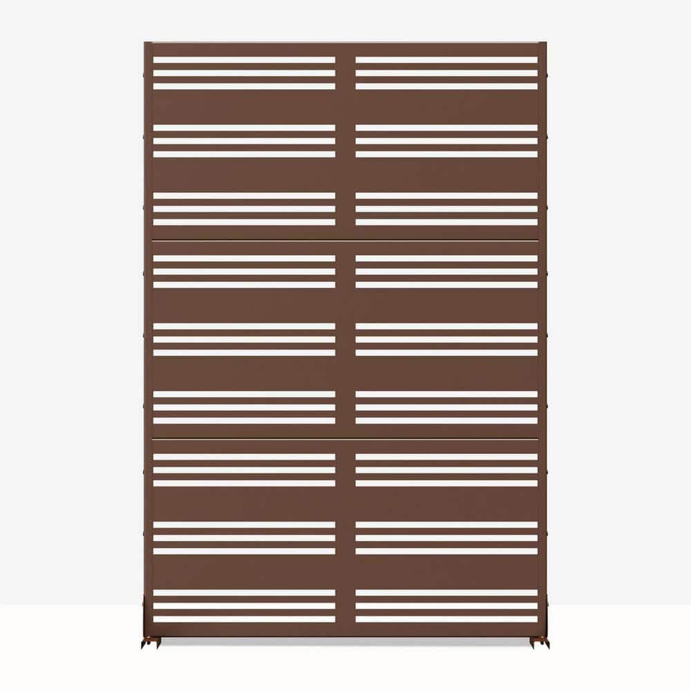 cadeninc 3.92 ft. x 6 ft. Outdoor and Indoor Freestanding Metal Privacy Screen - Brown