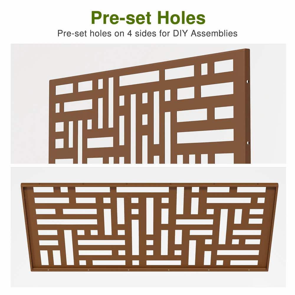 cadeninc 3.92 ft. x 6 ft. Metal Privacy Screen Panels in Brown