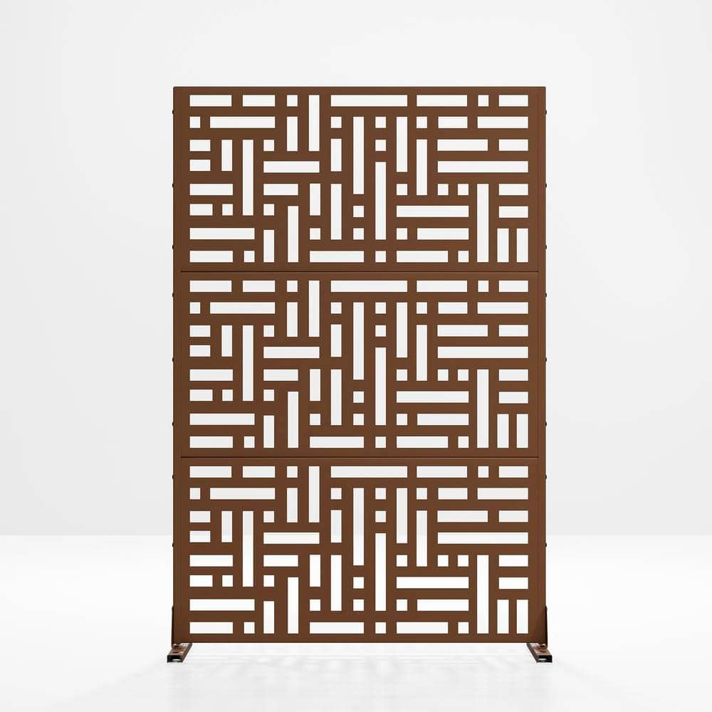 cadeninc 3.92 ft. x 6 ft. Metal Privacy Screen Panels in Brown