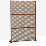 cadeninc Metal Privacy Screen, 3.92 ft. x 6 ft. Freestanding Fence Panels, Brown