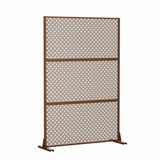 cadeninc Metal Privacy Screen, 3.92 ft. x 6 ft. Freestanding Fence Panels, Brown