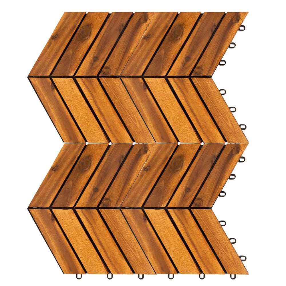 Pro Space 12 in. x 12 in. Acacia Wood Interlocking Flooring Deck Tile Checker Pattern Brown (10-Pack)