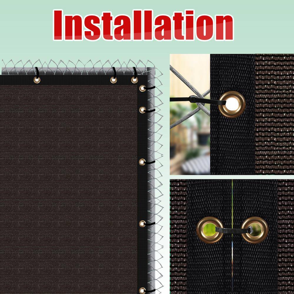 COLOURTREE 4 ft. x 50 ft. Brown Privacy Fence Screen HDPE Mesh Windscreen with Reinforced Grommets for Garden Fence (Custom Size)