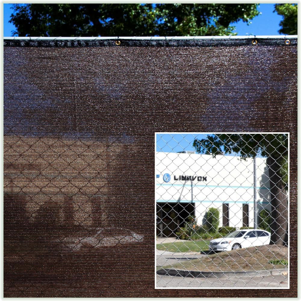 COLOURTREE 4 ft. x 12 ft. Brown Privacy Fence Screen Mesh Fabric Cover Windscreen with Reinforced Grommets for Garden Fence