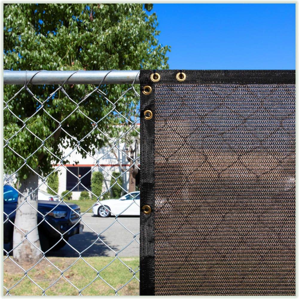 COLOURTREE 4 ft. x 12 ft. Brown Privacy Fence Screen Mesh Fabric Cover Windscreen with Reinforced Grommets for Garden Fence